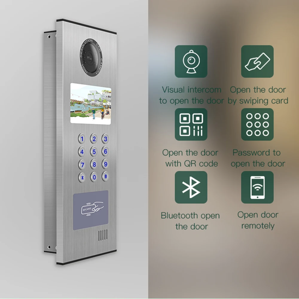 4.3 inch  Ethernet cable 4G multiple apartment access control SIP video intercom video door phone system