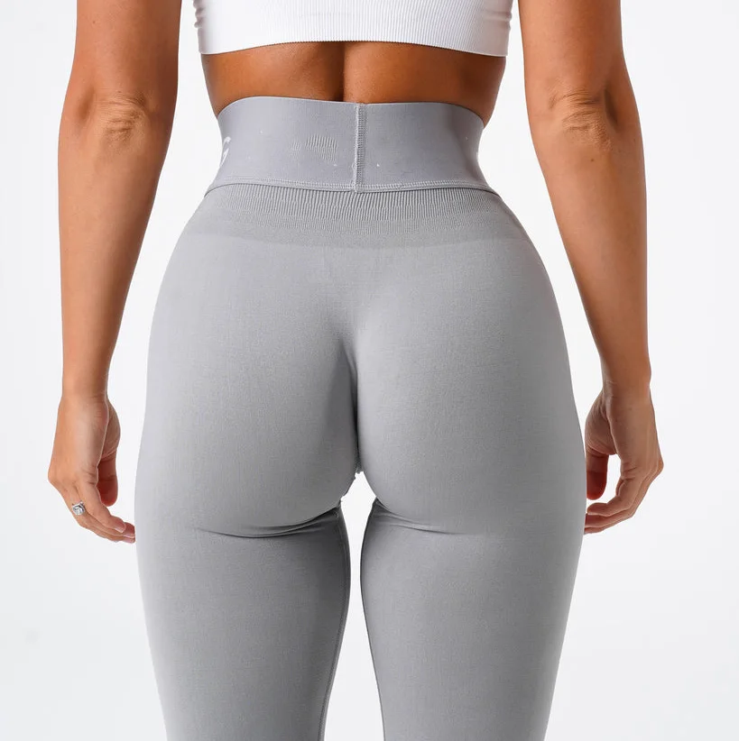 New Arrival OEM Custom  tights for women gym yoga pants Light Grey Sport Seamless Leggings