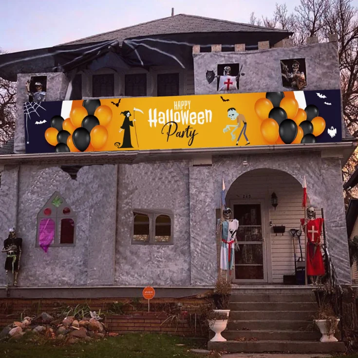 Украшение на Хэллоуин, баннер для вечеринки, день рождения, вытягивающий флаг