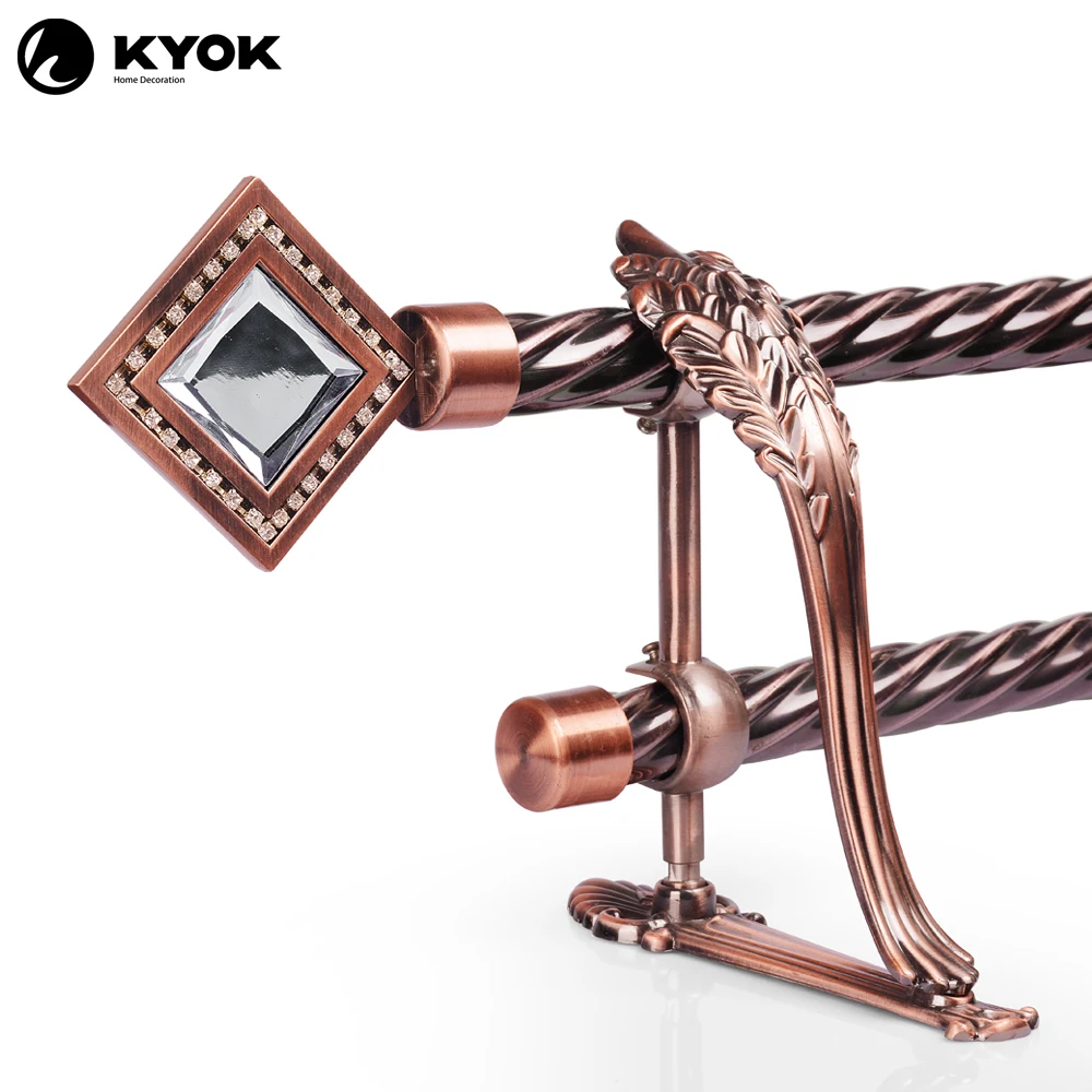 kyok curtain accessories rods factory wholesale Curtain Rod Sets With Crystal Decorate Finial