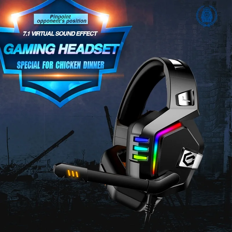 G818 Game Earphones Usb Smart Pc gaming gamer headphones Led Stereo Wired 7.1 Gaming headset with mic