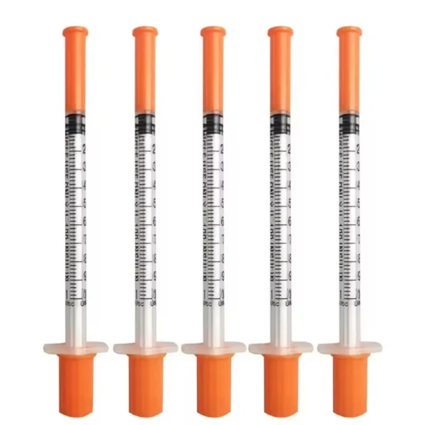 Wholesale Price Orange Top Sterile Safety U-40 U-100 0.3ml 0.5ml 1ml Insulin Syringe Medical Disposable Diabetic Syringe
