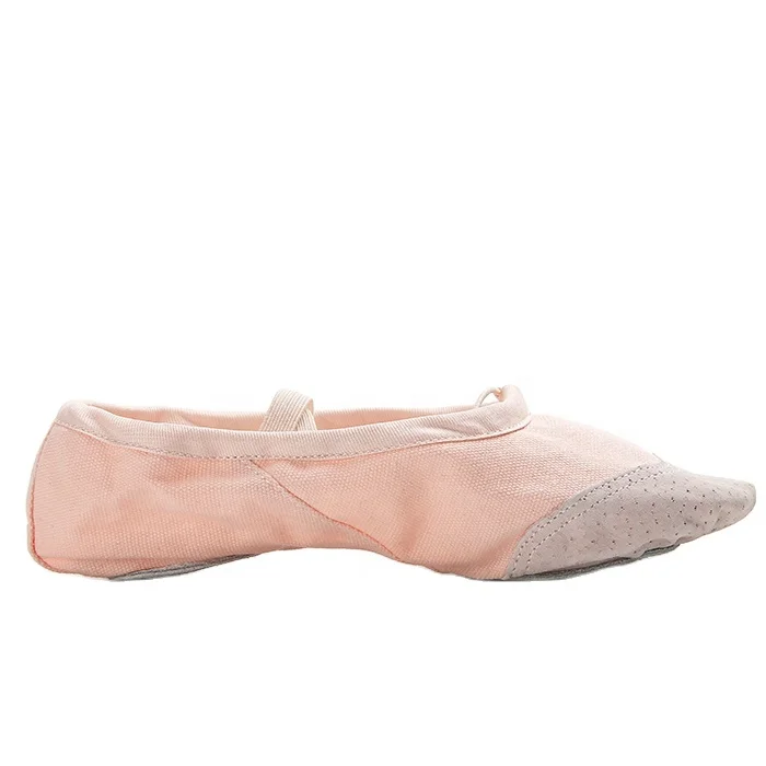 
2020 champagne canvas soft bottom cat claw ballet shoes with leather toe for girls 