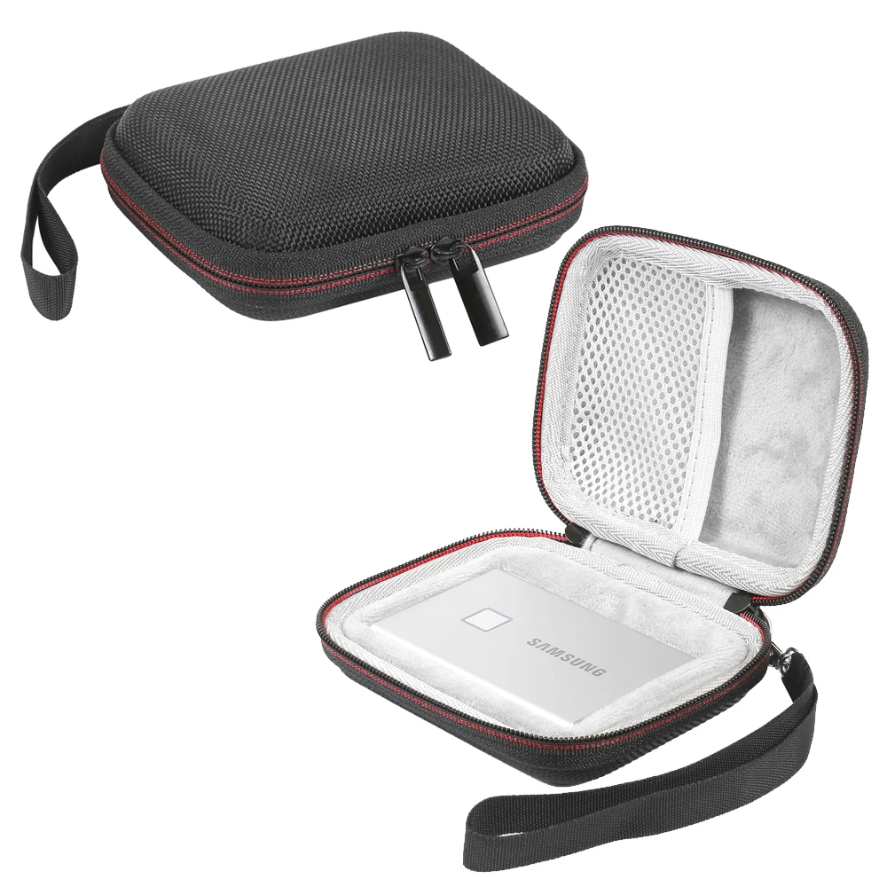 Fumao Samsung T7/ T7 Touch Portable SSD Hard Carrying Case and 2 Cable Ties, Hard EVA Shockproof Storage Travel Organizer for T7