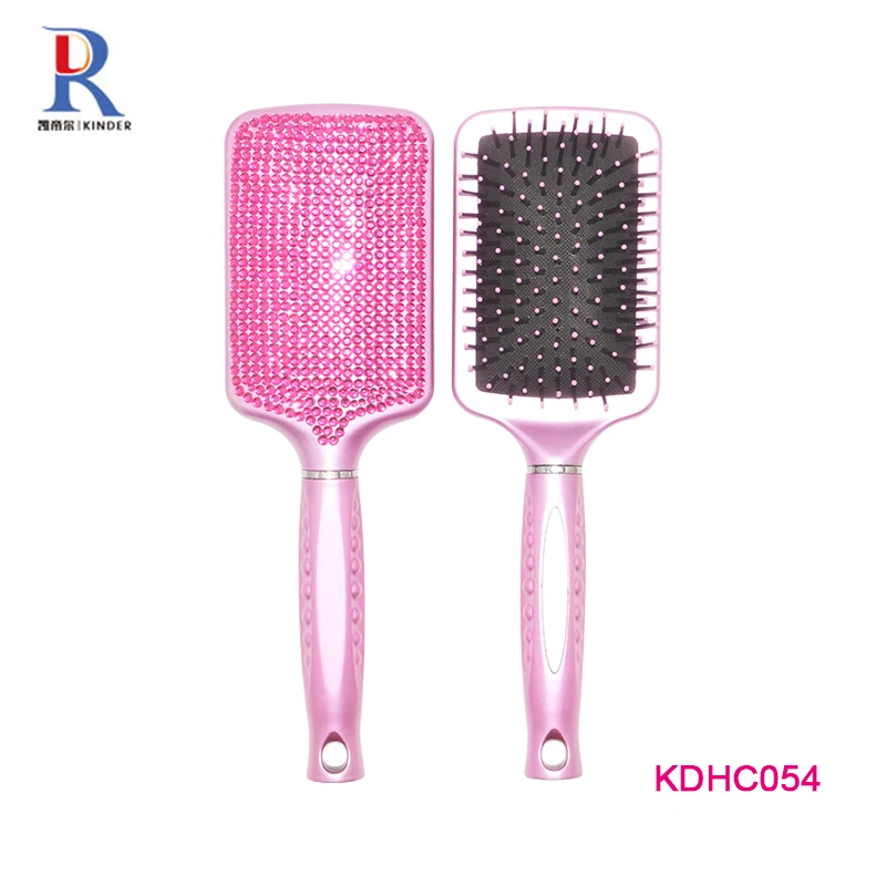 Small MOQ custom private label paddle brush ionic hair brush with bling crystal