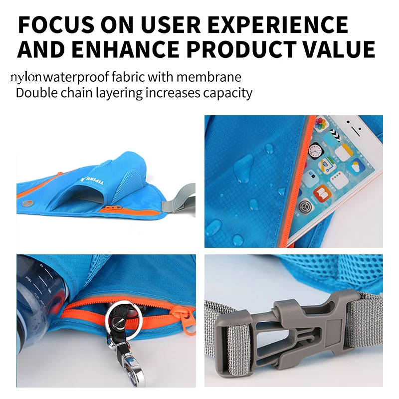 YIPINU Men running belt waist pack with water bottle holder waterproof waist bag wholesale