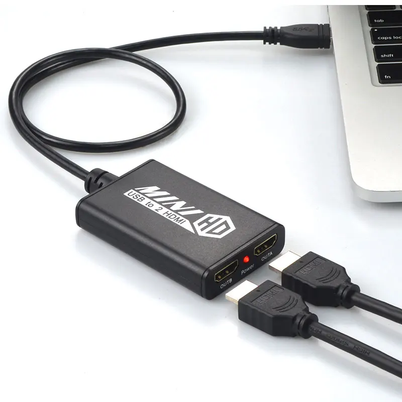 
USB 3.0 to Dual HDM Adapter 4K 60Hz External Video & Graphics Card Dual Monitor Display Capture Adapter 