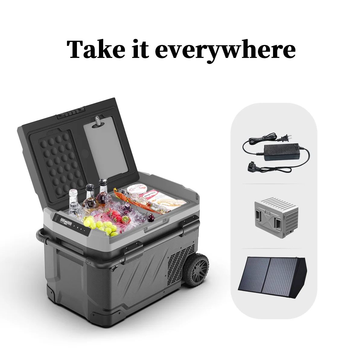 ZGW 60L Portable Fridge Freezer DC 12V/24V AC 110/240V Cooler Car Fridge Camping Refrigerator for Car & Home Use