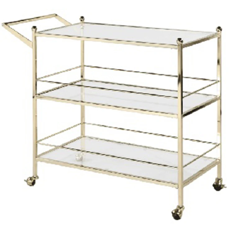 
Metal 2-Tier Service Trolley Household Restaurant Hotel Wine Water Gold Serving Cart 