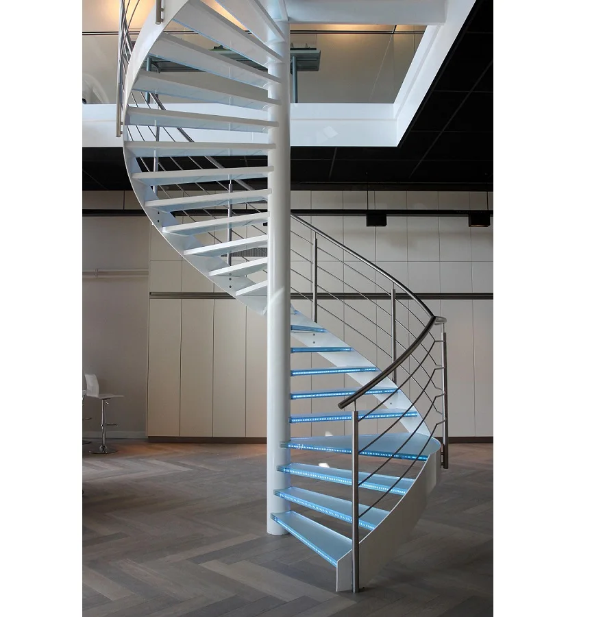 High Quality  Interior Glass Spiral Stairs with Glass Railing