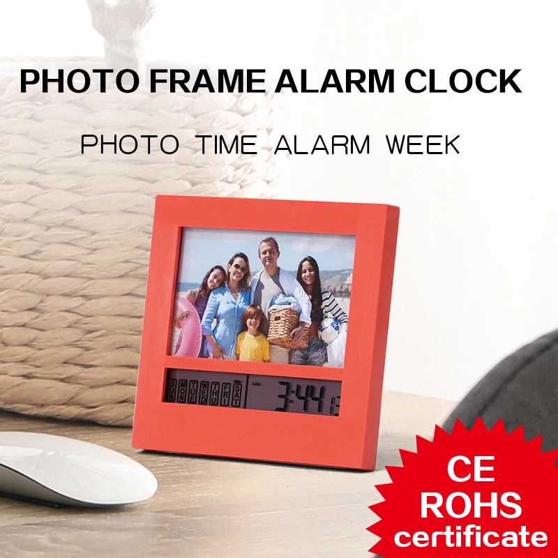 Photo Frame LCD Display Digital Table Alarm Clock Snooze Function Calendar Multi-color Anniversary Gift creative Birthday Gift