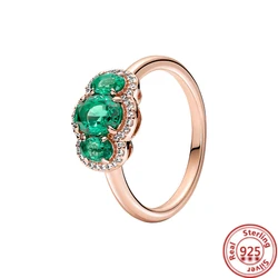 Fashion 100% 925 Silver Rings Sparkling Elevated Heart Row Of Zirconia Eternity Rings For Women Engagement Jewelry Anniversary