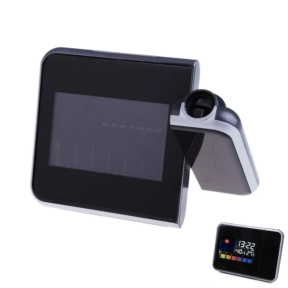 Desktop Clock Digital Alarm Clock with Projector Color Screen Time Projection Clock Multi-function Weather Calendar Time Watch