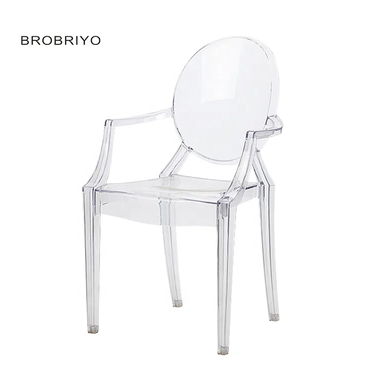 Wholesale Mid Century Furniture Modern Stackable Plastic Acrylic Transparent Clear Armchair Ghost Chair