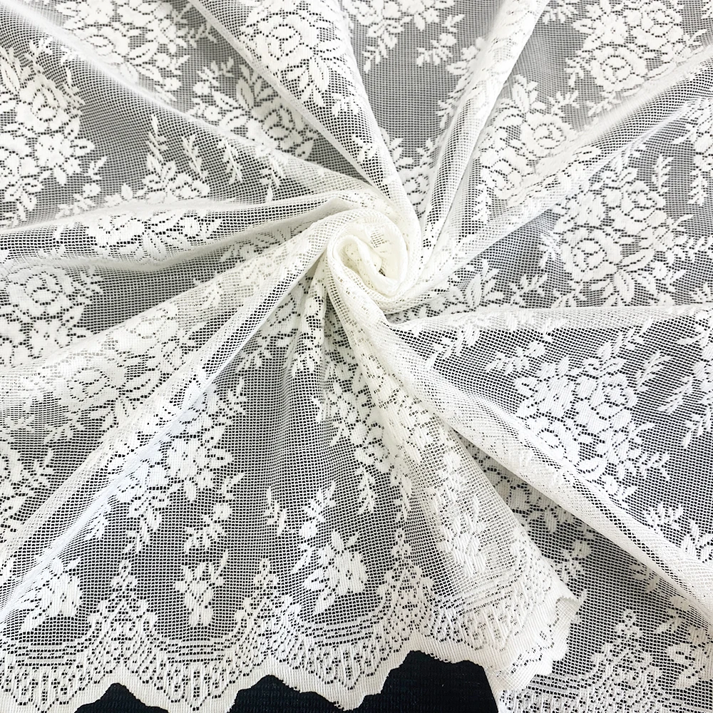 Factory wholesale customization bedroom living room flower pattern polyester jacquard sheer curtains fabric rolls