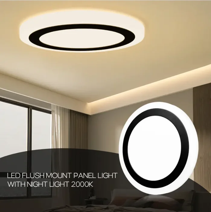 Canada Popular 14 Inch 5CCT LED Flush Mount Ceiling Light Fixture SMD2835 Source 2000K Night Light IP44 Rated for Living Room