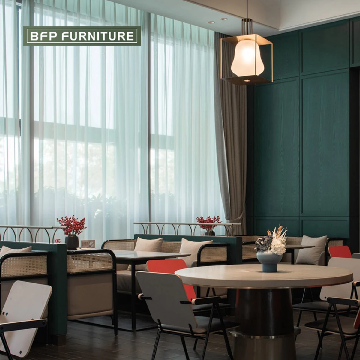 BFP Furniture hotel lobby  modern style  Restaurant Project Furniture Dining Table and Chair Set wood