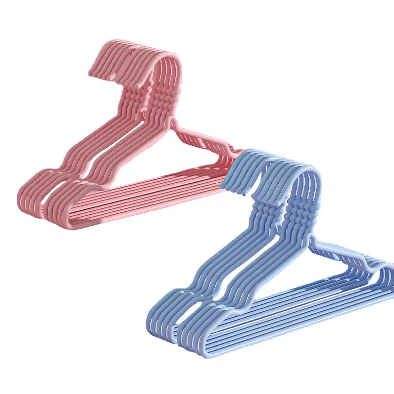 Colorful Kids Pvc Coated Metal Wire Clothes Hanger With Silver Hooks