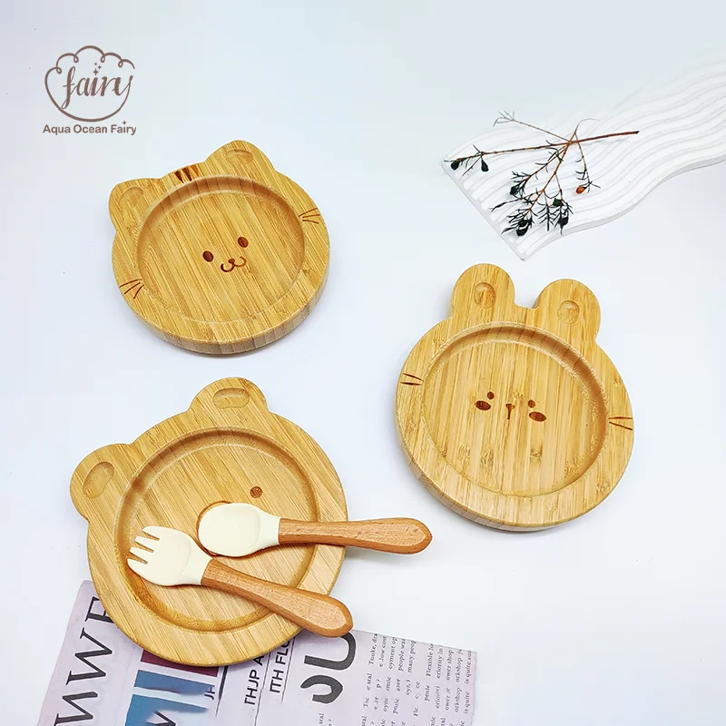 Manufacturers Custom Logo Cartoon Animal Dinner Tableware Wooden Bamboo Designer Plates