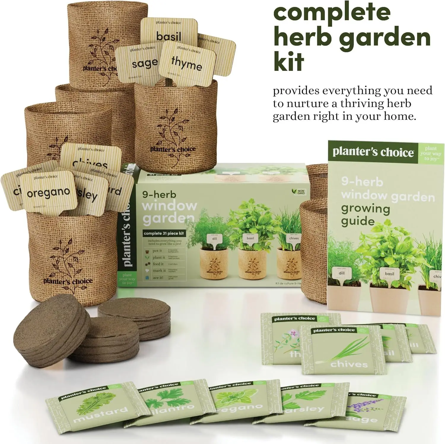 100% Organic Home Herb Growing Gardening Cooking Gifts Gardener Indoor Herb Garden Starter Kit Herb Kit For Women