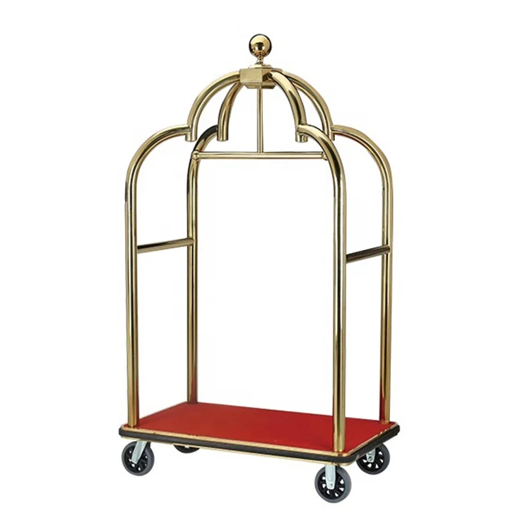 Новый дизайн съемных заказных из нержавеющей стали золото Железный портативный Беллмана багажная тележка для лобби тележка для багажа