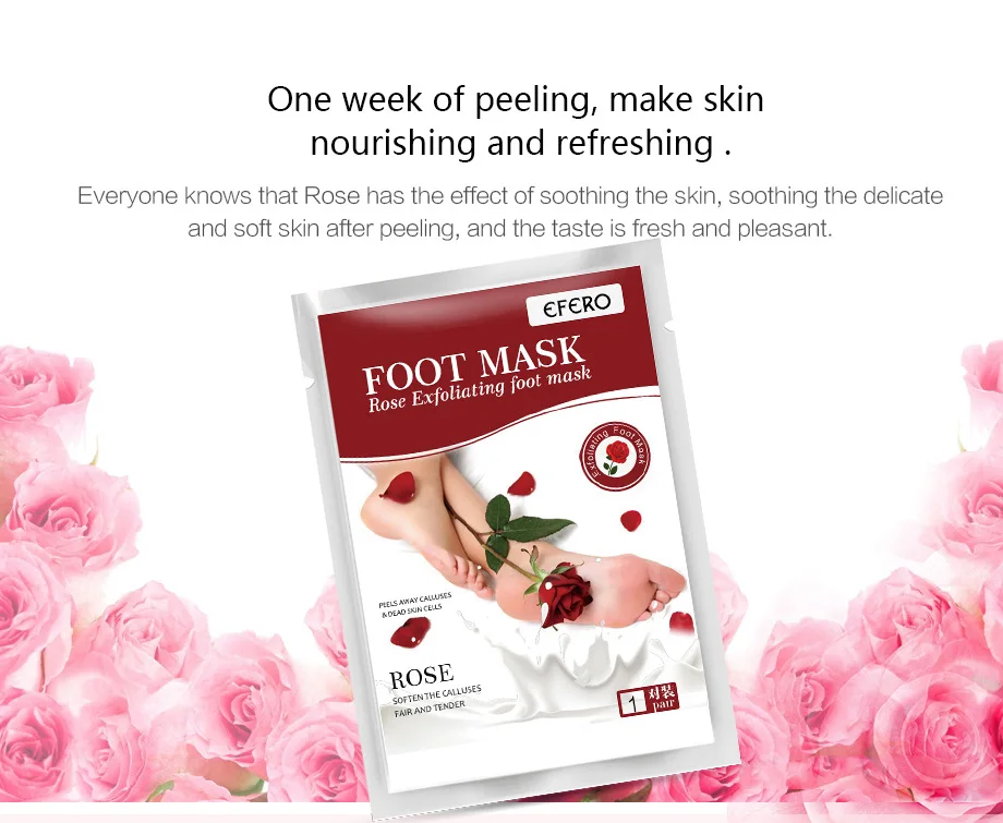  EFERO ROSE Exfoliating Foot Mask nourishing deep moisturizing and smoothing Remove Dead