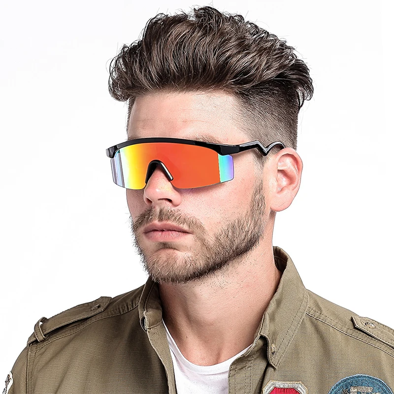 Sports Cycling Glasses Oversized Sunglasses 2021 Men Woman Vintage Driving Sun Glasses Retro Siamese Eyewear UV400