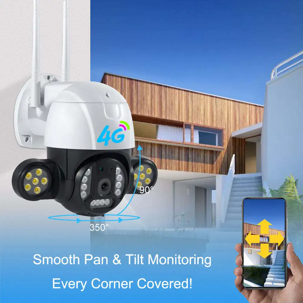 Factory V380 4G PTZ Camera 3MP Outdoor Security Camera Surveillance Wireless Wifi 4G Sim Card Support led light dome camera