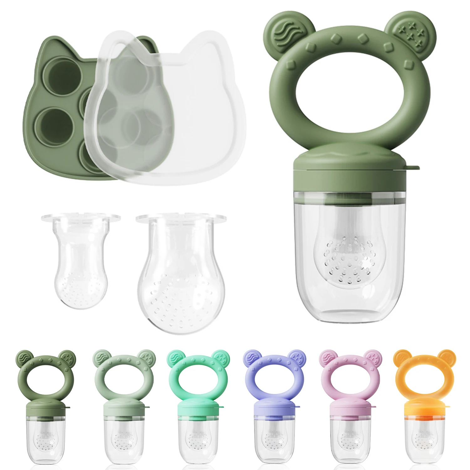 Baby Fruit and Vegetable Bite Le Supplementary Food Tool Set Food Grade Silicone Fruit Feeder Baby Toothpaste Pacifier