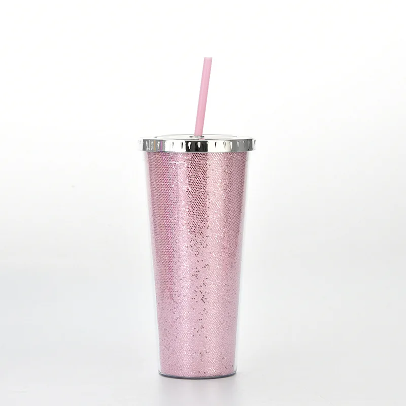 
BBA215 Customized 24OZ Large Capacity Double Layer Plastic Straw Cup Girl Student Universal Water Cup 