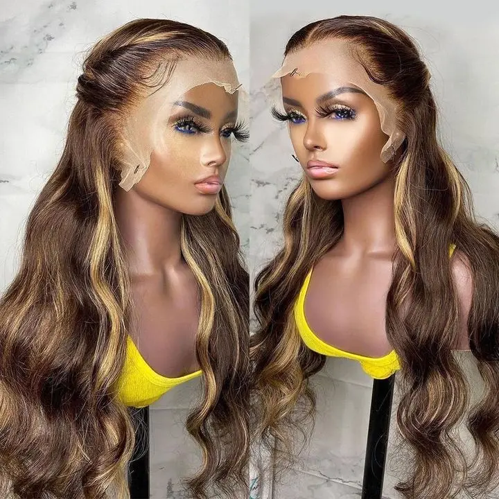 2023 popular Colors p4/27 body Deep wave 13*4, 4*4 human hair wigs piano color wigs full frontal piano wig 100% virgin hair