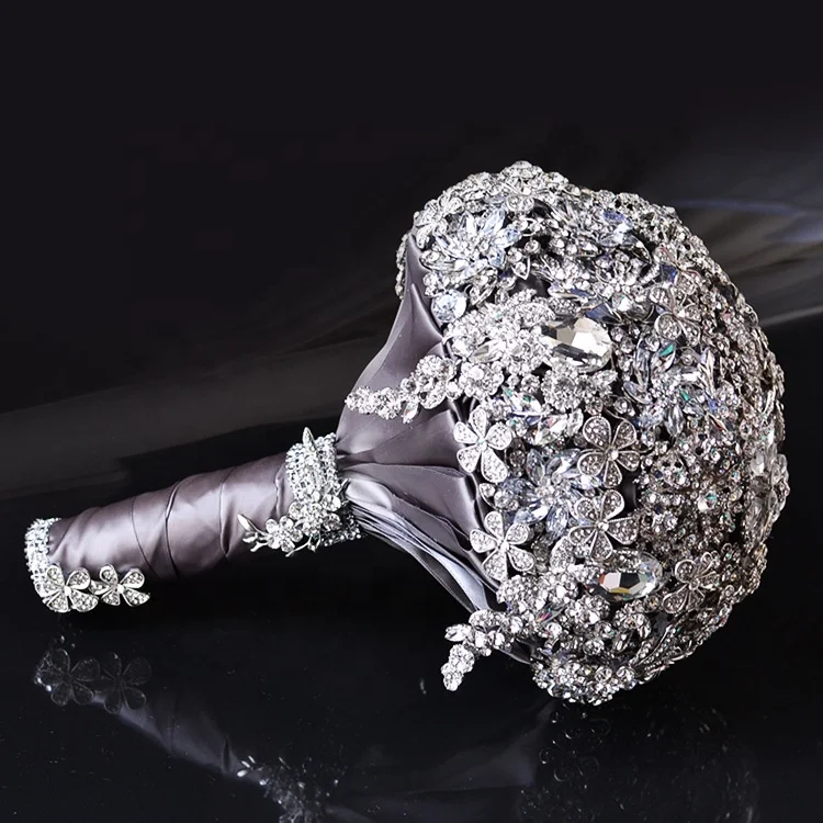 Romantic popular design handmade rhinestone bouquet full crystal luxury wedding bridal diamond bouquet