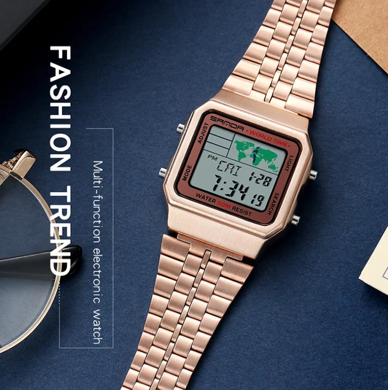 SANDA Top Brand Luxury LED Digital Watch 5ATM Waterproof Diving Men Sports Clock Electronic Watch Relogio Masculino