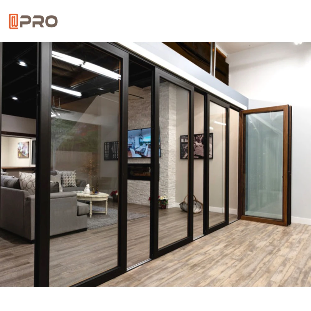 APRO panoramic doors American Hot Sale NFRC Certificate Aluminium Bi-Fold Sliding  Glass Door Accordion door