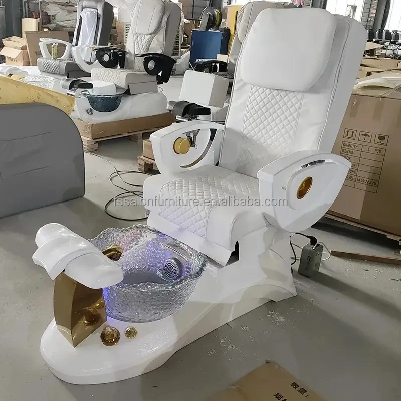 luxury white foot spa electric massage pedicure chair with drain  nail spa salon furniture