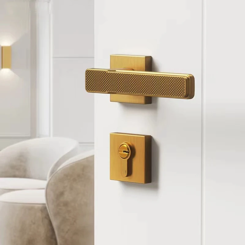 Modern Crank Zamak Door Handle Fit Hand Line Plated Black Door Lock Wooden Level handle