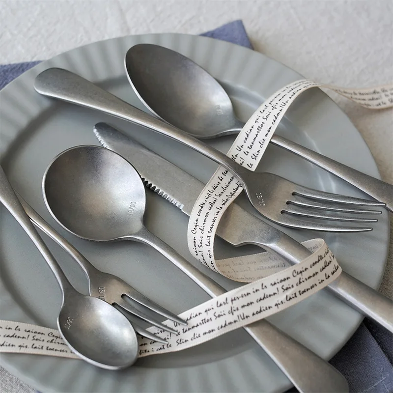 Harmony Luxury Hotel Wedding Flatware Long Flat Design Handle Spoon And Fork Set Stainless