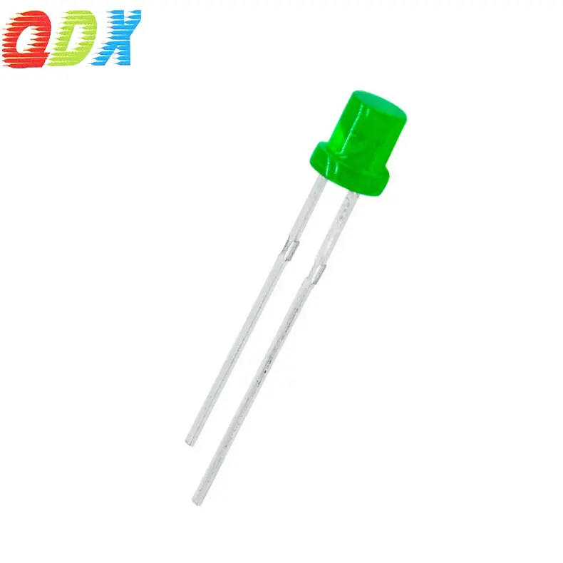 China Factory Price 3mm LED Light Emitting Diode Flat Top Diffuse  green Color lens Bulb Lamp 2V 3V Indicator 1000pcs/Bag