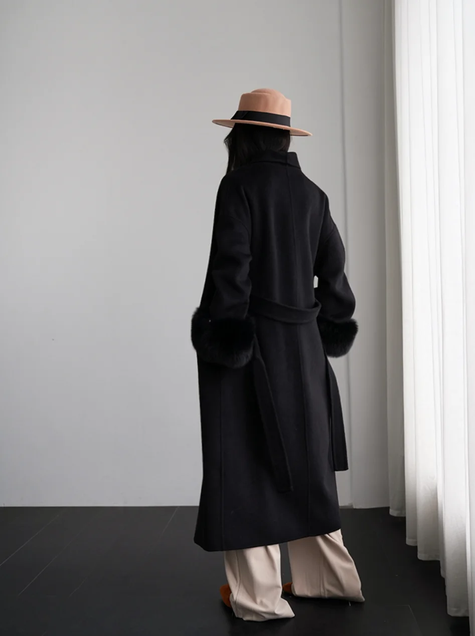 New Arrival QC24029 Hot Selling  Women Casual Long Cashmere Coat