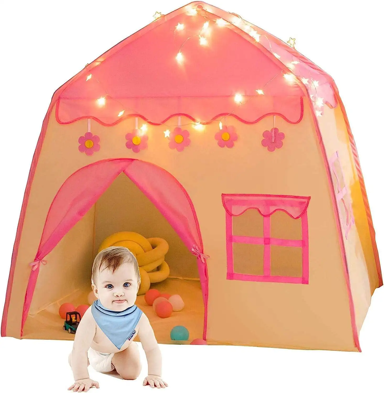 Kids Tent Baby Princess Game Children Birthday Gift Pink Flowers Honey House Outdoor Castle Playing Kids Tents Indoor Playhouse