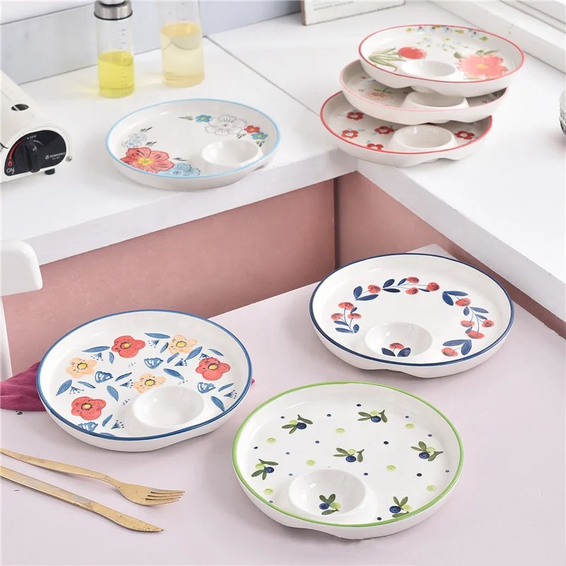 8.8 Inch Porcelain Dishes Ceramic Plate Ceramic Ring Dishes