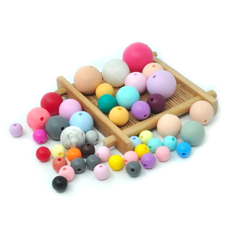 
Wholesale Colorful Classic Round Silicone Teething Beads for jewelry making 