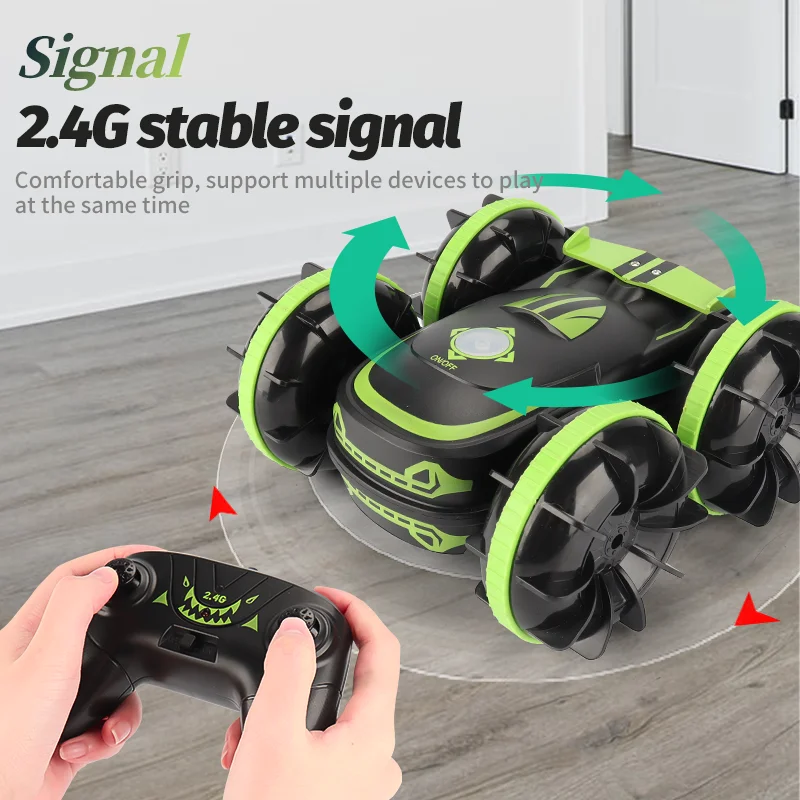 2.4GHZ remote control all terrain double-sided driving stunt fancy roll amphibious stunt vehicle