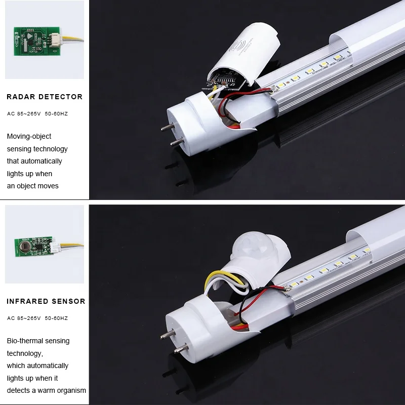 China factory 5 years warranty 18w 24w 36w 2700-6500k pir motion radar sensor integrated led tube light