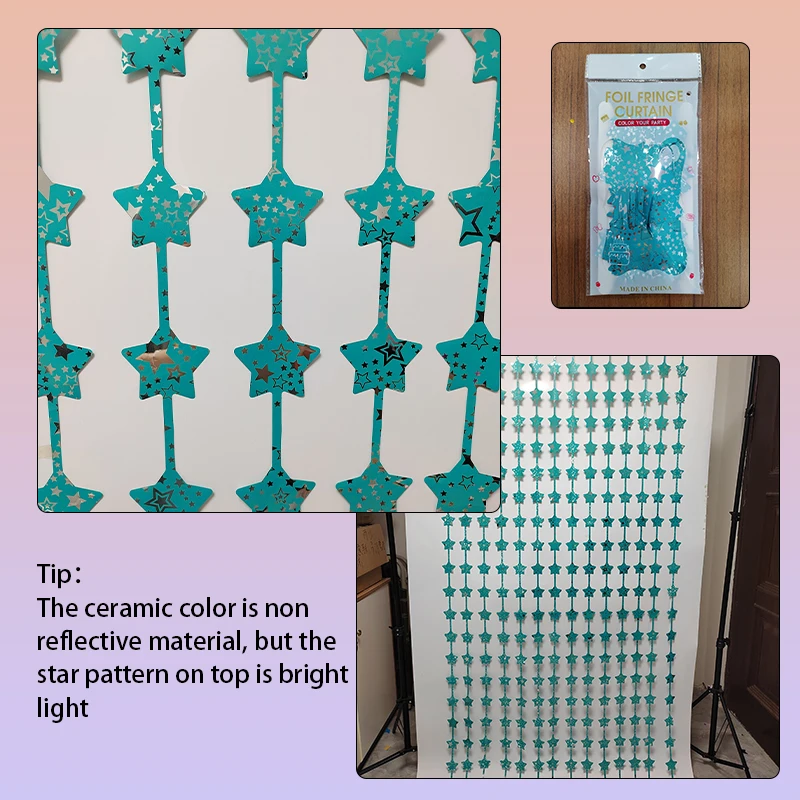 2.0c China factory direct customized star shaped metallic rain tinsel foil fringe curtain for party