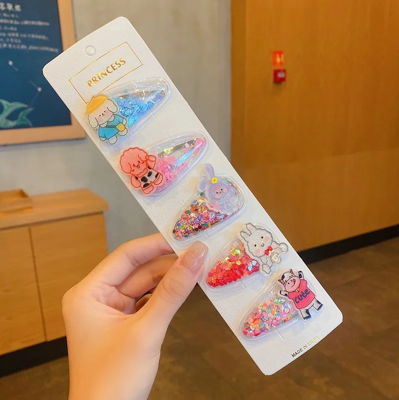 Kids cartoon animal flower bowtie shaped kids baby fashion hair accessories spring metal hair clip