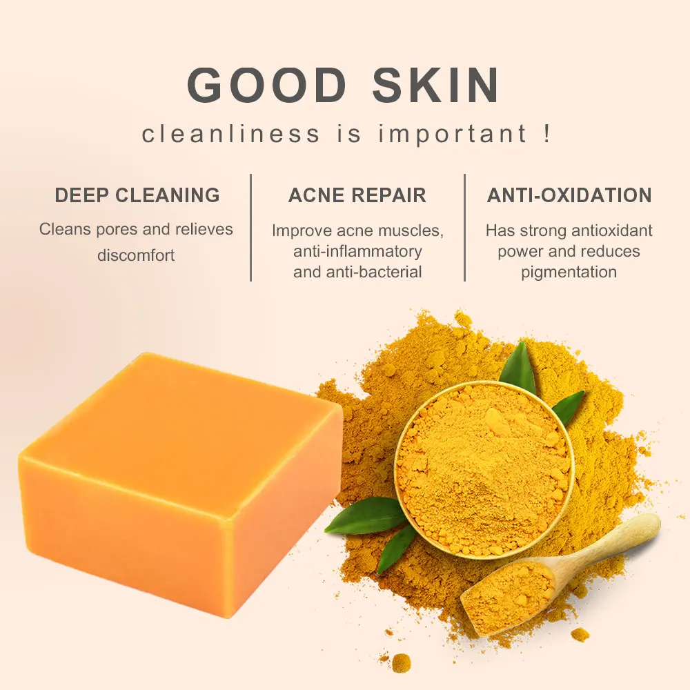 Private label Organic Turmeic Face Skin Care Toilet Soap Handmade Tumeric Soap Anti Acne Whitening Tumeric Soap