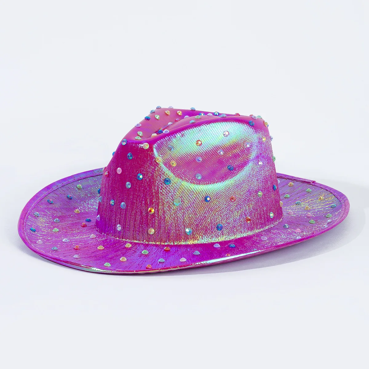 2024 New Style Fashionable Halloween Party Diamond Colorful Cowboy Western Jazz Hat Laser reflective Music Rave Magic Bucket Hat