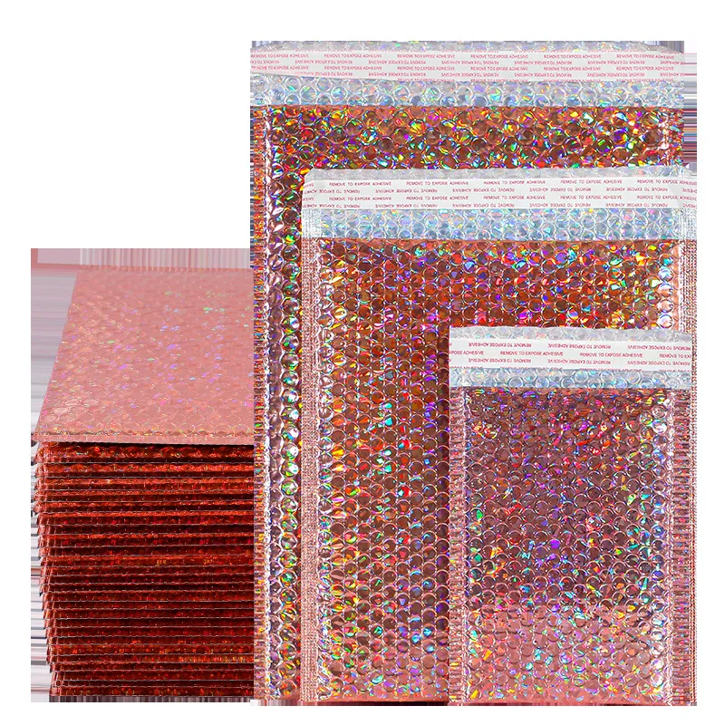 Customized holographic laser bubble mailer envelope shipping package bag