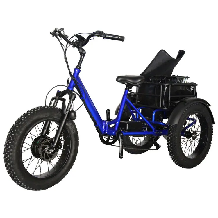 small folding electric tricycle 3 wheel bicycle  electric passenger fat tire tricycle for elder